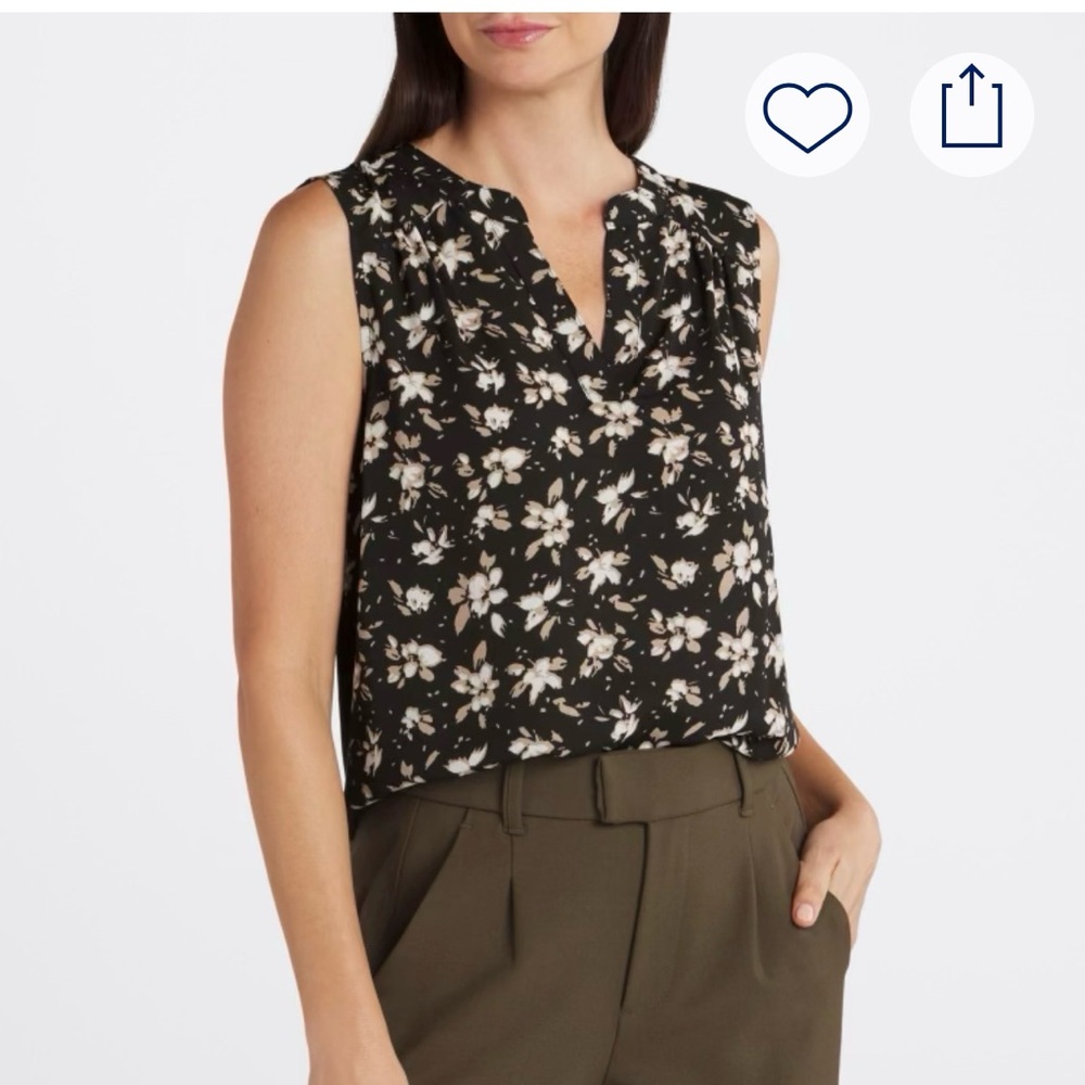 Elegant Black Floral Sleeveless Blouse